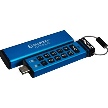 Ukládání dat Kingston IronKey Keypad 200C/512GB/USB 3.2/USB-C/Modrá