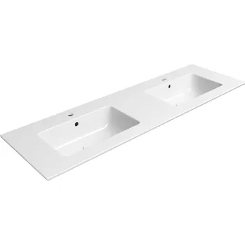 Umyvadlo Gsi PURA keramické dvojumyvadlo Slim 142x46cm, bílá ExtraGlaze