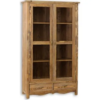 Knihovna Vitrína rustikální LUD 10 - K01 světlá borovice