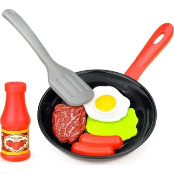 Dětská kuchyňka Plastová hrací sada kuchyňského nádobí a potravin - WJ19-černý