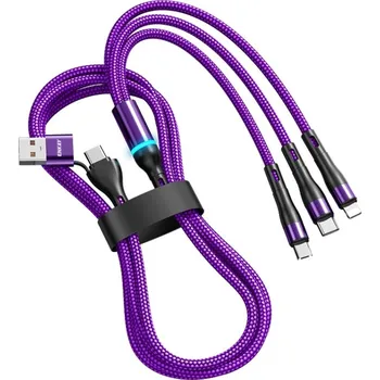 ENKAY 73170 ENKAY 6v1 Kabel USB / USB Typ-C na Lightning / micro USB / USB Typ-C 1.3 metru fialový