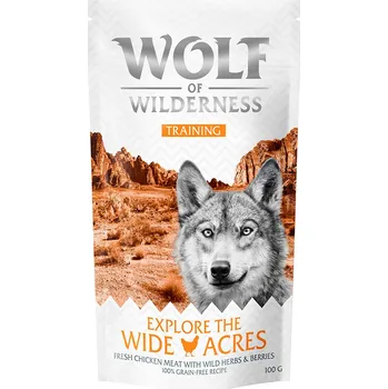 Cizojazyčná kniha 100g Wolf of Wilderness Training “Explore the Wide Acres” s kuřecím