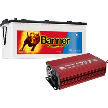 Autobaterie Set trakční baterie Banner Energy Bull 96801 (230Ah) + nabíječka FST ABC-1220D (20A), 12V