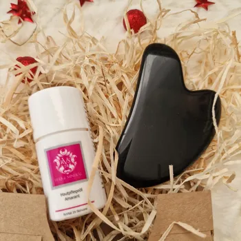 Koupelová sůl GUA SHA Dárková sada na masáž obličeje Obsidián s olejíčkem