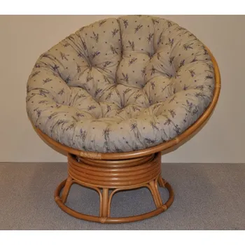 Křeslo Axin Trading s.r.o. Ratanový papasan houpací medový polstr levandule