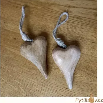 Dřevěn srdce mangové dřevo 7 x 10 cm (Dřevěná závěsná dekorace ve tvaru srdce.)