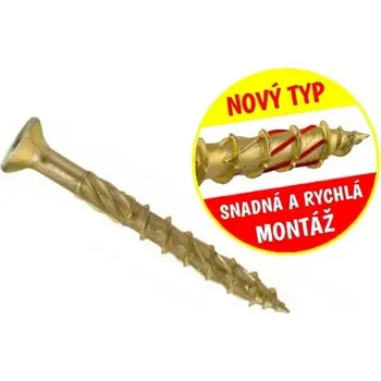 Vrut Konstrukční vrut do dřeva KLIMAS 4,5x40 TORX zápustná hlava TX20 žlutý Zn (250 ks v balení)