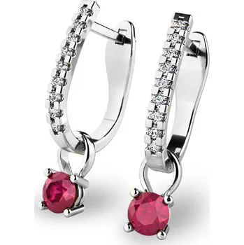 Náušnice Dámské náušnice žluté zlato 585/1000 se zirkony a rubíny 10862-B-ZIR-CV