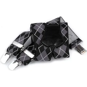 Kšandy Pánské kšandy / šle šíře 3,5 cm délka 120 cm - 2 šedá černá