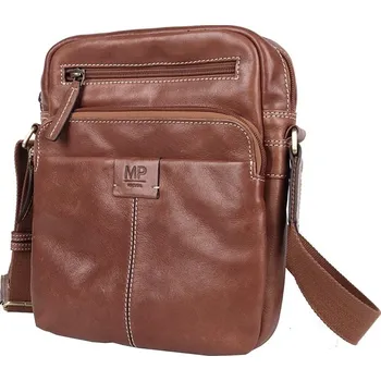Luxusní kožená hladká střední/velká crossbody taška Marta Ponti no. 007 hnědá