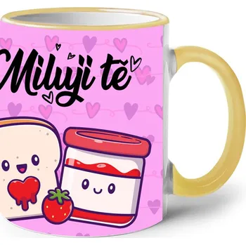 Keramický hrnek Naše láska, Barva Žlutá, Velikost 330 ml, Canvas Keramický hrnek s barevným uchem Bezvatriko.cz 2512