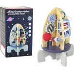 LEAN Toys Dřevěná raketa vzdělávací korálky Gears