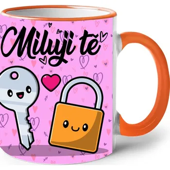 Keramický hrnek Miluji tě, Barva Oranžová, Velikost 330 ml, Canvas Keramický hrnek s barevným uchem Bezvatriko.cz 2510