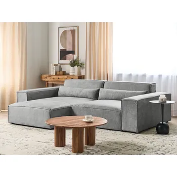 Pohovka Pravá 2místná modulární rohová pohovka šedá látková sekční pohovka s černými nohami moderní obývací pokoj Beliani