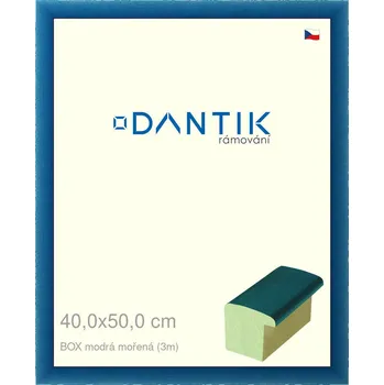 Rám na obraz DANTIK rámeček 40x50 | BOX modrá mořená (Plexi Čiré) (Vyrobeno s láskou u nás v DANTIKU)