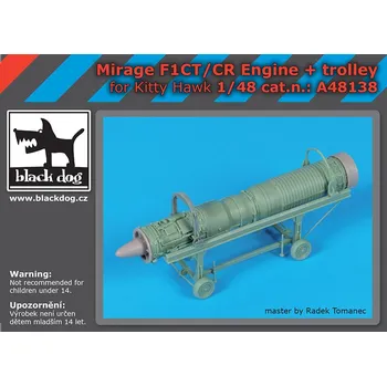 Plastikový model Blackdog 1/48 Mirage F1CT/CR engine+trolley (KITTYH)