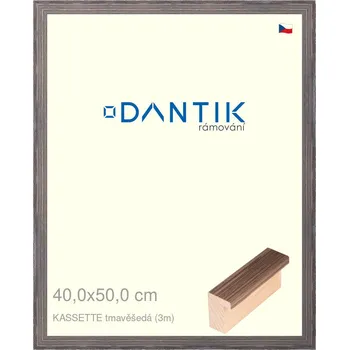 Rám na obraz DANTIK rámeček 40x50 | KASSETTE tmavěšedá (Sklo Čiré) (Vyrobeno s láskou u nás v DANTIKU)