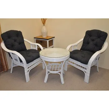 Sedací souprava Axin Trading s.r.o. Ratanová sedací souprava Rio De Janeiro 2+1 bílá polstry tmavě šedý melír