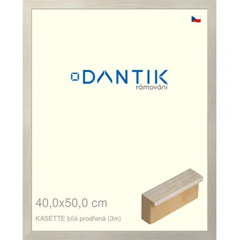 Rám na obraz DANTIK rámeček 40x50 | KASSETTE bílá prodřená (Plexi Čiré) (Vyrobeno s láskou u nás v DANTIKU)