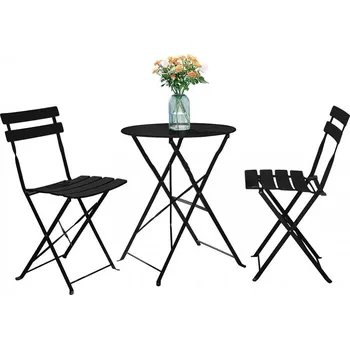 Zahradní sestava Zahradní set 1+2, černá, ocel, OBAX