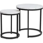 Sada konferenčních stolků 2 ks BOLA bílý mramor/černá