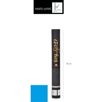 Konfeta Vystřelovací konfety modré, gender reveal (40 cm)