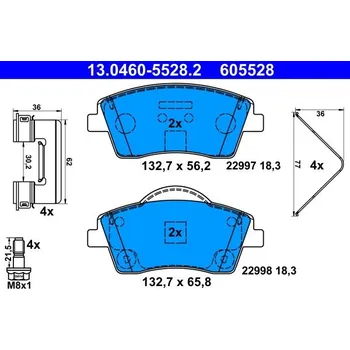 Auto-moto Sada brzdových destiček, kotoučová brzda ATE 13.0460-5528.2