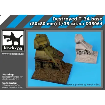 Plastikový model Blackdog 1/35 Destroyed T-34 base (80x80 mm)
