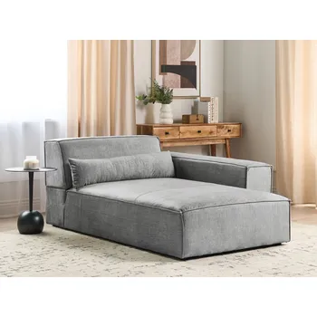 Křeslo Levé lehátko šedá látka čalounění syntetické nohy levé moderní obývací pokoj Beliani