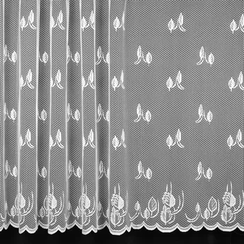 Žakárová záclona V164, listy, bílá, s bordurou výška 240cm (v metráži)