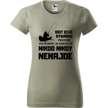 Dámské tričko - Nikdy neser rybářku Barva: Světlá khaki, Velikost: 2XL
