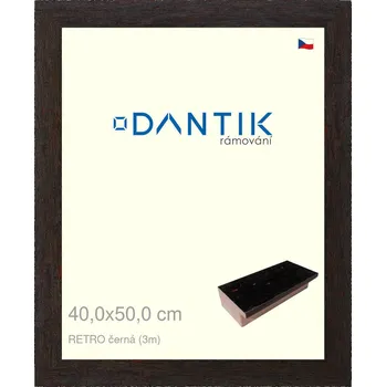 Rám na obraz DANTIK rámeček 40x50 | RETRO černá (Sklo Čiré) (Vyrobeno s láskou u nás v DANTIKU)