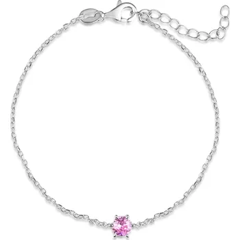 Náramek Stříbrný náramek s růžovým zirkonem - Meucci SB221/04