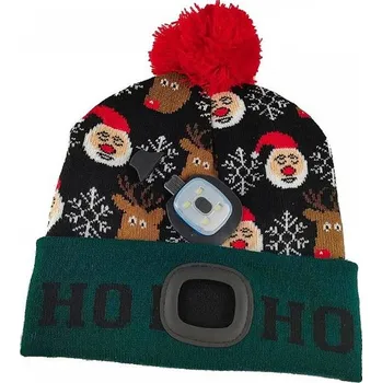 Čepice Čepice zimní vánoční, LED svítilna