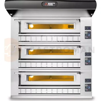 Pec na pizzu Plynová tříkomorová pec P110 B s digestoří a podstavcem | MORETTI FORNI, MFP110GBPC3