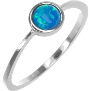 Prsten Argento 72950 Stříbrný prsten - modrý kulatý syntetický opál | Velikost prstenu: 57mm