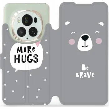 Pouzdro na mobilní telefon Flipové pouzdro Mobiwear - Honor Magic6 Pro - MH06P Be brave - more hugs (Knížkové flip pouzdro, obal, kryt na mobil Honor Magic6 Pro - MH06P Be brave - more hugs, materiál Umělá kůže + TPU - ochrana 360°, stojánek, silikonová vanička, magnetické zavírání