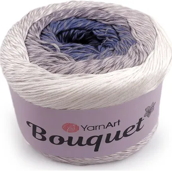 Příze Bavlněná pletací příze Bouquet 250 g, barva 1 (701) šedo-bílá modrá