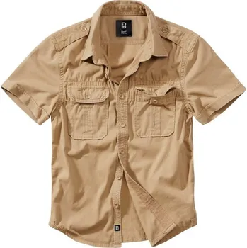 Pánská košile BRANDIT Košile styl VINTAGE krátký rukáv CAMEL PÍSKOVÁ KHAKI - PÍSKOVÁ 7XL