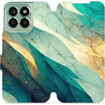 Pouzdro na mobilní telefon Flipové pouzdro Mobiwear - Honor X8b - VP37S Zlatavý a zelenkavý mramor (Knížkové flip pouzdro, obal, kryt na mobil Honor X8b - VP37S Zlatavý a zelenkavý mramor, materiál Umělá kůže + TPU - ochrana 360°, stojánek, silikonová vanička, magnetické zavírání)