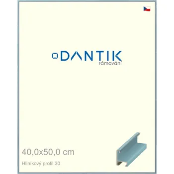Rám na obraz DANTIK rámeček 40x50 | ALU profil 6030 Dýha barevná modrá pastel (Plexi Čiré) (Vyrobeno s láskou u nás v DANTIKU)