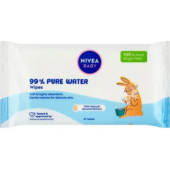 Dětský vlhčený ubrousek Nivea Baby Pure Water 99% čisticí ubrousky 57 kusů