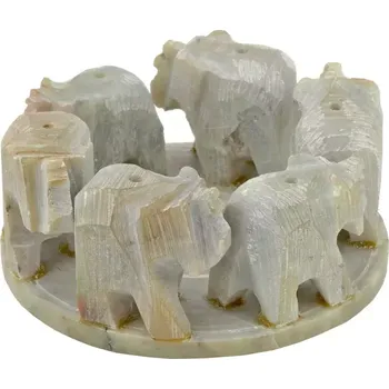 Vonná tyčinka Stojánek na vonné tyčinky kamenný Sloni v kruhu III