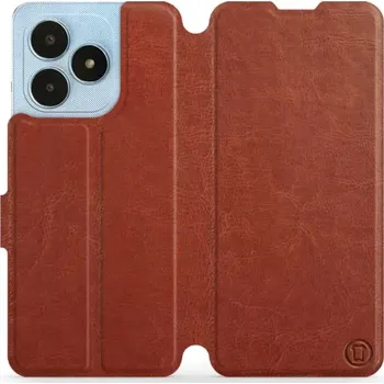 Pouzdro na mobilní telefon Flipové pouzdro Mobiwear - Realme Note 50 - Hnědé a šedé (Knížkové flip pouzdro, obal, kryt na mobil Realme Note 50 - Hnědé a šedé, materiál Umělá kůže + TPU - ochrana 360°, stojánek, silikonová vanička, magnetické zavírání)