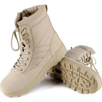 Těžké boty Obuv vysoká, army combat, khaki, pravá hovězí kůže/nylon, vel. 42, Smilodon