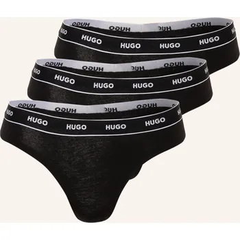 Kalhotky Hugo Dámské Kalhotky String, 3 Kusy V Balení, černá, 42