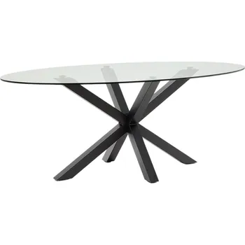 Jídelní stůl Skleněný jídelní stůl Kave Home Argo II. 200 x 100 cm s černou kovovou podnoží
