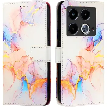 Pouzdro na tablet VSECHNONAMOBIL 78847 ART MARBLE Peněženkový kryt pro Infinix Note 40 WHITE ORANGE
