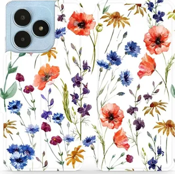 Pouzdro na mobilní telefon Flipové pouzdro Mobiwear - Realme Note 50 - MP04S Luční kvítí (Knížkové flip pouzdro, obal, kryt na mobil Realme Note 50 - MP04S Luční kvítí, materiál Umělá kůže + TPU - ochrana 360°, stojánek, silikonová vanička, magnetické zavírání)