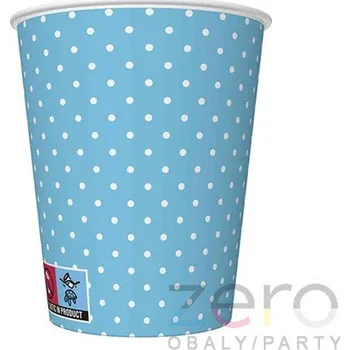 Jednorázové nádobí Pohárek (kelímek) nápojový papírový 0,25 l (8 ks) - modré s mini puntíky